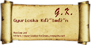 Gyuricska Kálmán névjegykártya
